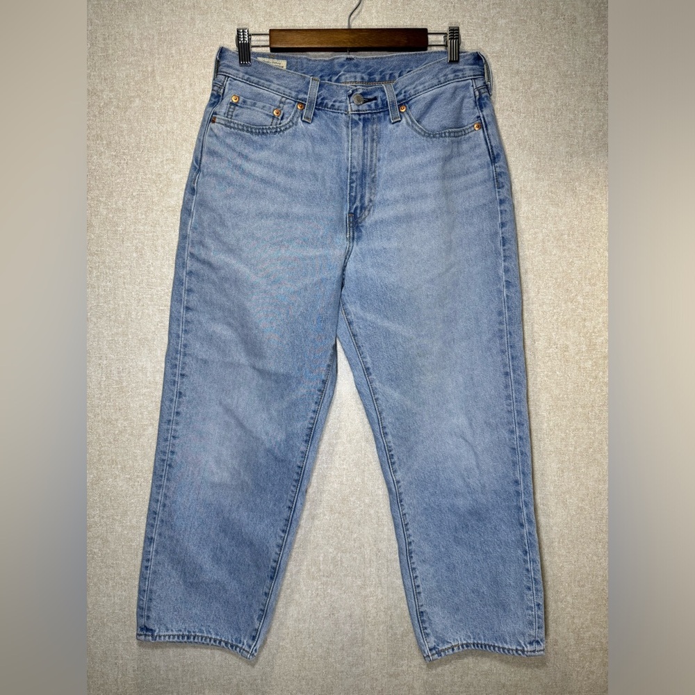 Levi’s Premium Big E Stay Loose Cropped Light Wash Baggy Wide Leg Jeans Size 30